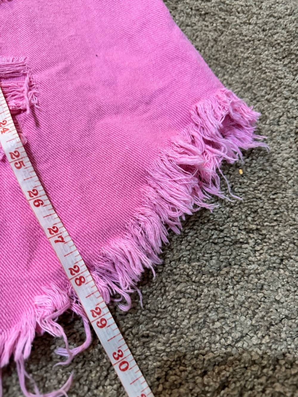 Pink ripped distressed denim casual boyfriend jean jacket fringe size X-Large - Picture 11 of 11